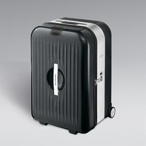 Luggage Luggage Twin-tube aluminum telescoping handle, extends to twice its length Hand-brushed aluminium Two zipped side pockets TSA-approved lock [ 1 ] Suitcase AluFrame M.
