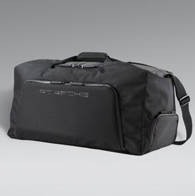 Water-repellent outer zippers. Made of durable polyester/nylon. Porsche car seats. Large, washable main compartment.