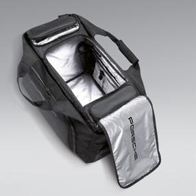 Dimensions: 28.35 x 13 x 11.81 in. In black. Side pocket with zip. Dimensions: 11.81 x 6.69 x 3.94 in. main compartment.