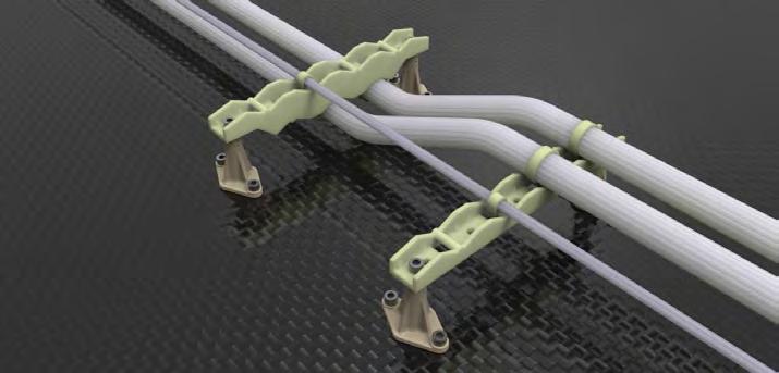 requirements Uses standard tie-wraps Lightweight and urable Replacement for aluminum Z-brackets ost-ffective Product escription esigned to secure and guide wire bundles throughout the aircraft,