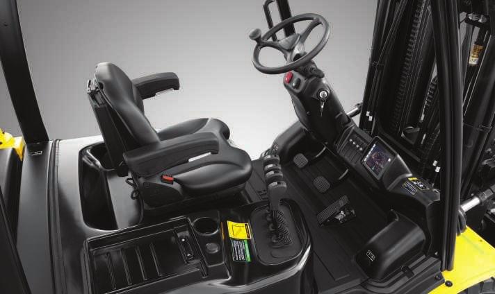 Optimized Pedal Position On the 9-series the pedals are mounted to the console to reduce operator fatigue, and