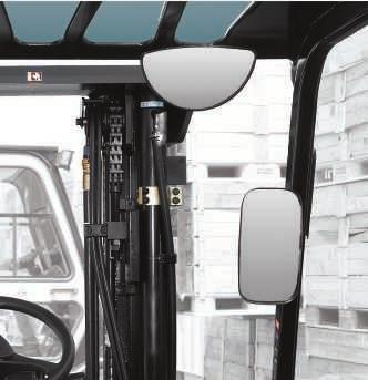 The panoramic mirror expands the driver s view when backing up.