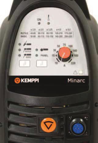 Technical specifications Minarc 220, 220 VRD Connection voltage 3~, 50/60 Hz 400 V -20 % +15 % Rated power 35 % ED MMA 220 A 100 % ED MMA 150 A Output 40 C 35 % ED TIG 220 A 100 % ED TIG 160 A