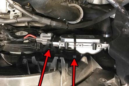 The catch can side port will route back to the intake manifold. Using the included 90 degree hose ends, measure the hoses and cut to length (if necessary).