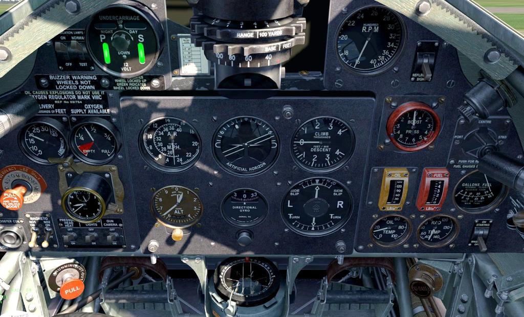 PART 3: AIRCRAFT & COCKPIT FAMILIARIZATION OXYGEN REGULATOR SWITCH (NOT FUNCTIONAL) LANDING GEAR INDICATOR Hurricane Ia Rotol 100 oct OXYGEN DELIVERY (NOT FUNCTIONAL) OXYGEN SUPPLY (NOT FUNCTIONAL)