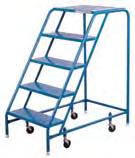 Tilt-N-Roll Step Stands Frame is welded 1" round steel tubing Non-clogging slip resistant steel steps Handle allows step stand to move easily on two 4" casters Step dimensions: 22" x 8" Top step