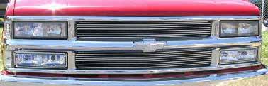 Includes paintable grille, Lower grille filler Fender extensions, billet insert and bow tie and clear corner lights ASM:GCCHE94C Grille upgrade, Fits 88-98 Chev trucks Upgrades 88-93 trucks
