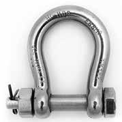 BOW SHACKLE PIN HIGH CORROSION RESISTANCE STAINLESS STEEL BOW SHACKLES WITH SAFETY PIN Manufactured from Stainless Steel EN10088 1.4401/4 (Marine Grade 316L).