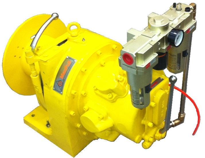 MaxPull 1.0 MT Pneumatic Operated Winch Model Load Capacity @ 1st Layer Speed Dimension Drum Brake Type Control Type Air Consumption Rated Power Oil Level Weight MP1-MX8 1.