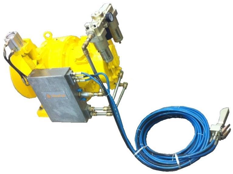 MaxPull 1.0 MT Pneumatic Operated Winch with Pendant Control Model Load Capacity @ 1st Layer Speed Dimension Drum MP1-AX8RC 1.