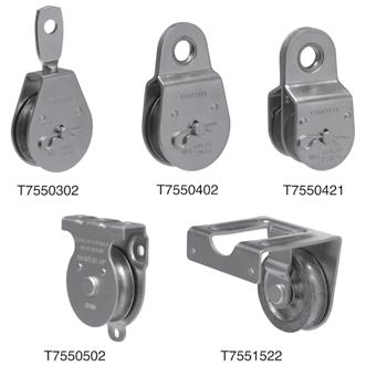 Heavy Duty Steel Pulleys Steel Body and Die-Cast Zinc Sheave Zinc Plated to Protect Against Rust and Corrosion Powder Metal Bushing to Extend Pulley Life and Provide Smooth Operation For Rope Up to