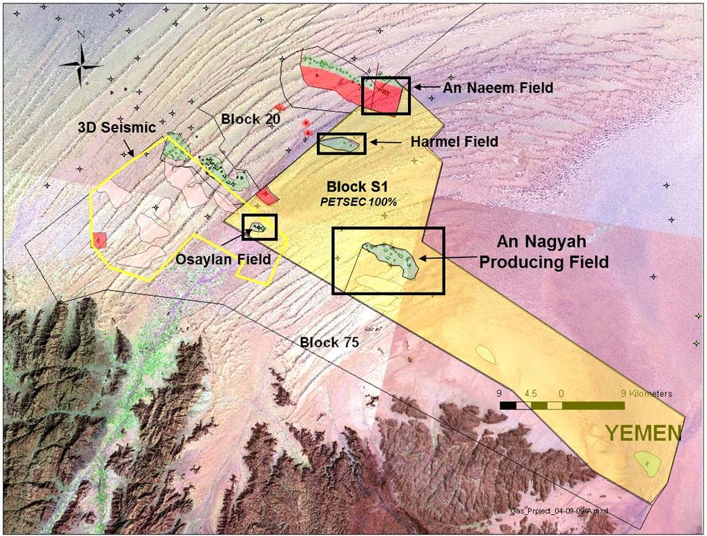 Damis (Block S-1) Discovered Fields: 3 Oil Fields & 2 Gas Fields Damis (Block S 1) contains three discovered oil fields and two gas fields: n Nagyah Oil & Gas Osaylan Oil Harmel Oil