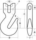 60 SECTION 3-CHAIN PRODUCTS Accoloy Eye Grab Hook Accoloy Eye Grab Hook Specifications PIN # Chain Size Grade (mm) Kuplex II Clevis Grab Working Load Limits D E Kuplex II Grab Hooks provide a chain