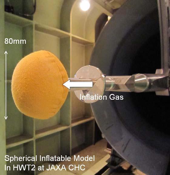 16 Durability against aerodynamic heating The durability of inflatable structure against aerodynamic heating was investigated using hypersonic wind tunnel and spherical inflatable model.