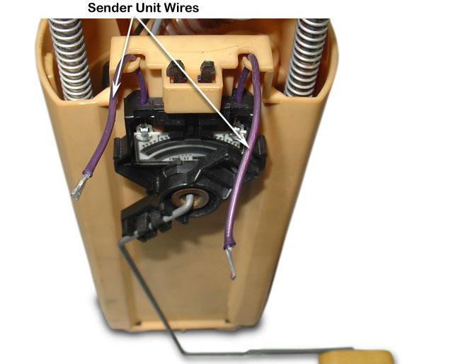 3 Cut the fuel level sender wires 3" from