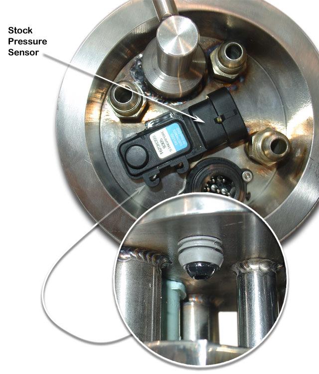 9 Carefully install the stock fuel tank pressure sensor into the stock fuel pressure sensor