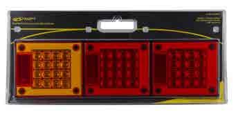 ECE/ADR Q ABP 460ARRM - Medium Vehicle/Trailer Lamp New mid sized Jumbo Function Stop/Tail/Indicator/Reflector Size 460mm x 130mm x 33mm LED Qty 48 Cable 1.2m Draw Stop Tail Ind @13.8V 0.30A 0.02A 0.