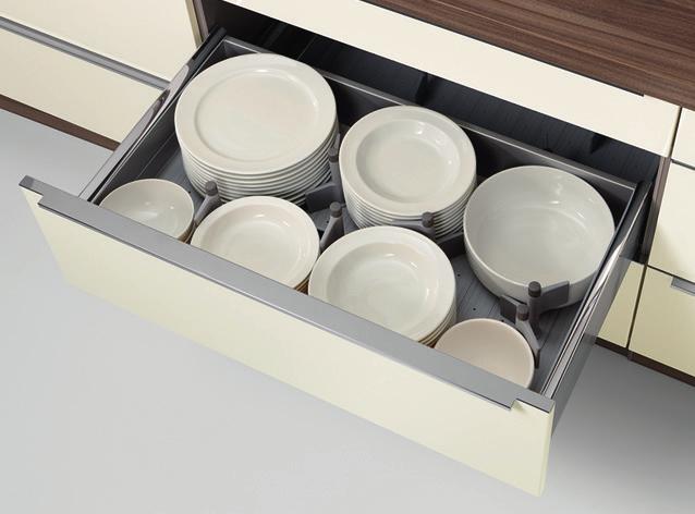 ComfortLine Cutlery insert for drawers and interior drawers metallic plastic Horizontal dividers fixed, vertical dividers partly movable in the grid The quantity of dividers depends on the width 300