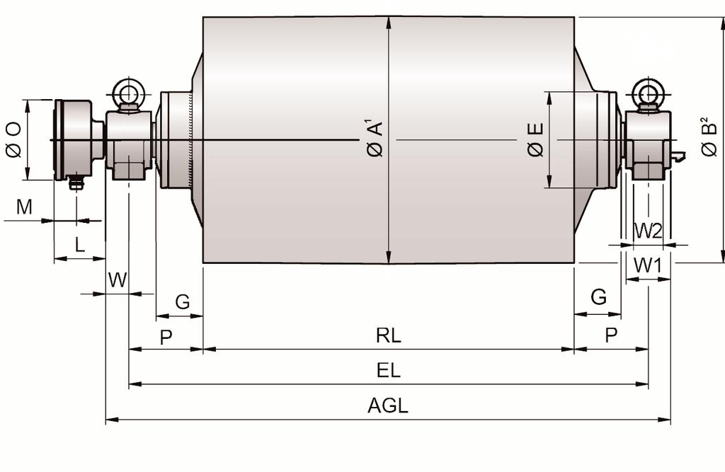 2 B dimension is outer diameter of unlagged pulley shell at each end of shell. 3 Idler pulley shown is non-crowned version.