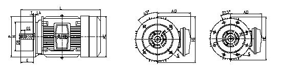 M3000 Cast iron motors Sizes 71-132 Dimension drawings Flange-mounted; IM B5 (IM300, V1 (IM301, V3 (IM303 and IM B14 (IM360, V18 (IM361, V19 (IM363 Large flange (B5) Small flange (B1 IM B5 (IM300, IM