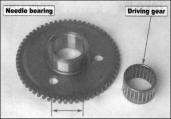 Inspect if there is any abrasion or damage on the contact surface between the driving gear and the needle bearing.