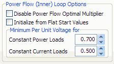 Simulator Options: Power Flow Solution Page Advanced Options Tab Disable Power Flow Optimal Multiplier The optimal multiplier is a mathematically calculated step size for Newton s Method that