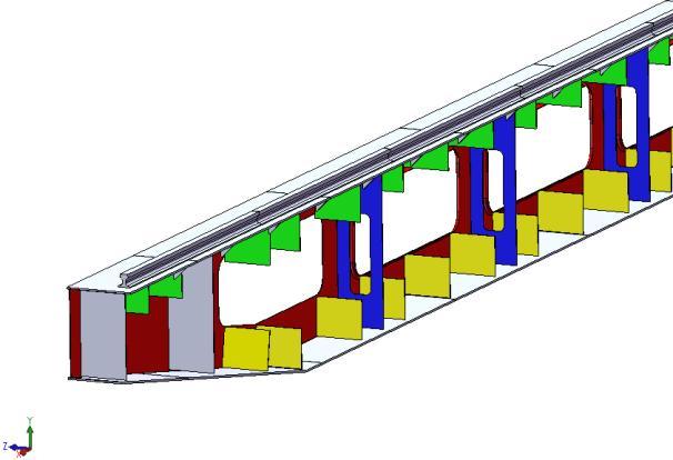 Fig.9 Main girder model2 cross-section A-A parameters Fig.10 3-D isometric view of the main girder model3 (side plate hidden) An isometric view of main girder (side plate hidden) is drawn using CATIA.