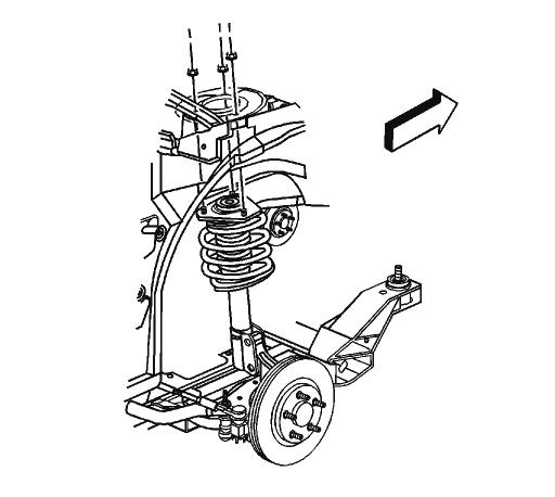 5. Remove the upper strut mounting bolts from vehicle body. Remove strut from the vehicle (fig. 4). fig. 4 6.
