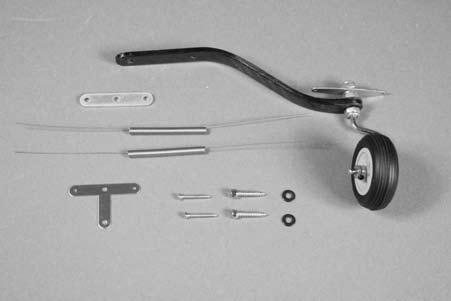 Required Parts Tail Wheel Installation Fuselage assembly Aluminum tiller arm 3mm washer (2) Tail wheel steering spring (2) Aluminum spreader