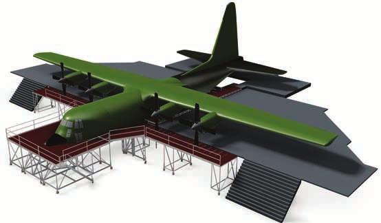 AIRCRAFT DOCKING SYSTEMS HERCULES C130 PICTURED Situation; Hercules C130 heavy duty refurbishment for the