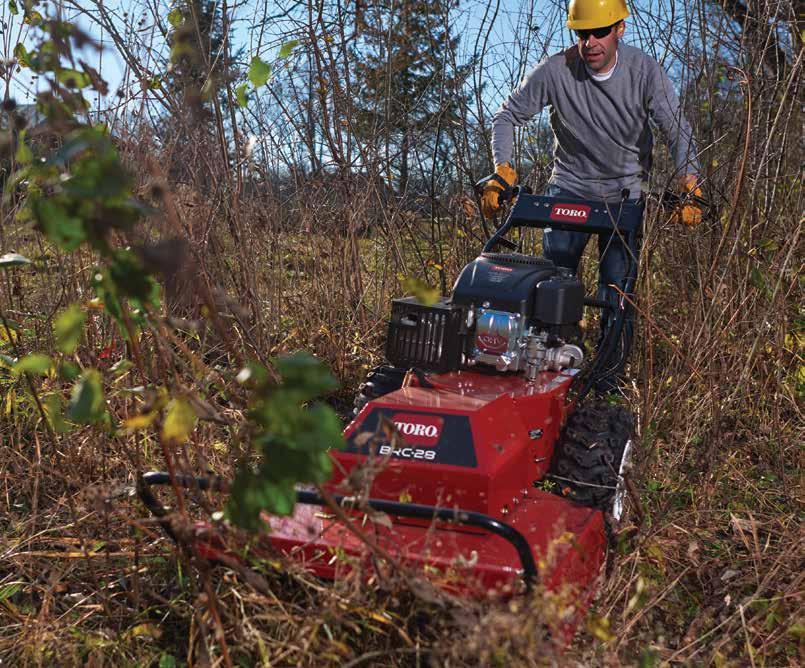 BRUSH CUTTER HANDLE THE TOUGHEST OF JOBS WITH INCREASED CUTTING PERFORMANCE. The comprehensive Toro product line-up has expanded with the addition of the 28-inch hydraulic drive brush cutter.