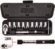 Spoke Torque Wrench, interchangeable heads - rim life is extended by tightening all the spokes with the same torque value - 10 interchangeable heads with 12 x 9 mm square drive, suitable for the most