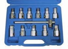 12-piece Universal Drain Plug Key Set - 7 hex. sockets: 8-9-10-12-14-17 mm + 3/8" - 4 sq.