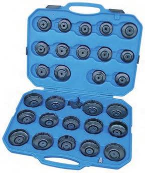 30-piece End Cap Oil Filter Wrench Set - black finish caps - three leg oil filter wrench - adaptor 10 (3/8) x 12,5 (1/2) Oil Service Tools 1039 Set Contents 1039-66-6 1047 1039-65-67 1039-68-14