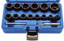16-piece Special Twist Socket Set, 8-27 mm, 1/2" - black bronzed surface - for loosening damaged screws and nuts - suitable for impact screwdrivers - the innovative spiral profile digs itself into