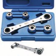 double ring ratchet wrench 14 x 17 mm, reversible - 4 stud sockets for
