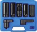7-piece Oxygen Sensor Socket Set - 3/8" + 1/2" drive - for assembly of oxygen sensors, radiator thermo switch and Diesel injection nozzles - sizes: 29 x 90 mm, 1/2" drive 7/8" x 90 mm, 3/8" drive