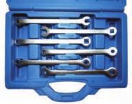 6-piece Brake Spanner Set - forged and chrome plated - sizes: - 1/4" square x 5/16" open end - 1/4" square x 10 mm square - 9 mm hexagon x 11 mm hexagon - 8 mm hexagon x 10 mm hexagon - 1/4" hexagon