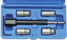 5-piece Injector Sealing Cutter Set for CDI Engines - for reworking the injector seat when removing the injectors - 19 mm hexagon pilot - 15 x 19 mm reamer fits various makes and models - 17 x 17 mm