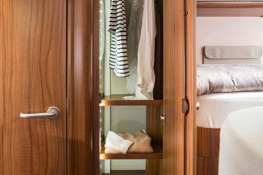 The Hymermobil StarLine 680 has a generous full-length wardrobe with