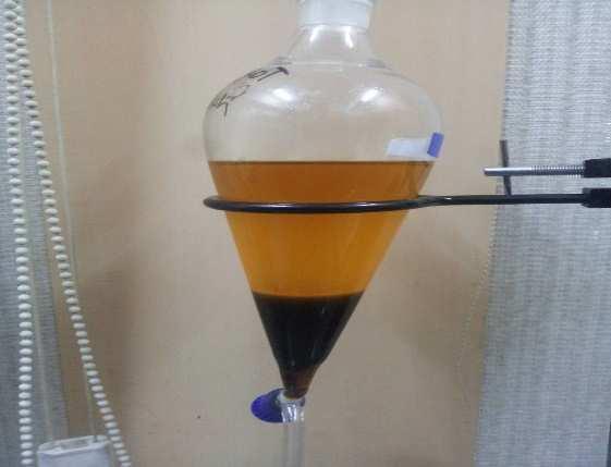 Fig: 3 Glycerine and waste cooking oil methyl ester mixture, before and after separation Table 1: Different apparatus and standards used for fuel characterization S. No.