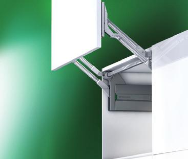 cabinetry 6 Kinvaro L-80 Parallel Lifter Holds flap securely in any position Extremely smooth movement Adjustable spring force Soft-closing with