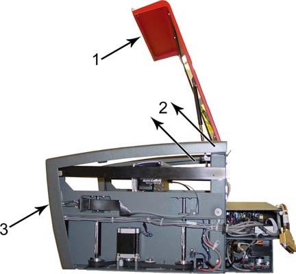 Remove the four screws at the top rear corners of the VLS. 6. Open the Top Door (1). 7.
