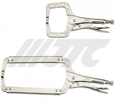 JTC-10WR LOCKING PLIERS Chrome moly steel drop forged jaws. Bodily heat treated, welding brazed. Nickel plated. Spec: 10" Function: Includes the knife JTC-11R LOCKING "C" CLAMP CR MO drop forge jaws.