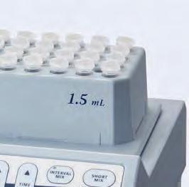 Nine exchangeable thermoblocks for maximum flexibility 0.5 ml microcentrifuge tubes (x24) 1.