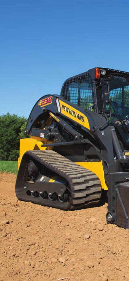 10 COMPACT TRACK LOADERS Traction and stability to work anywhere When you need a reliable workhorse to stand up to a variety of demanding applications, turn to New Holland compact track loaders.