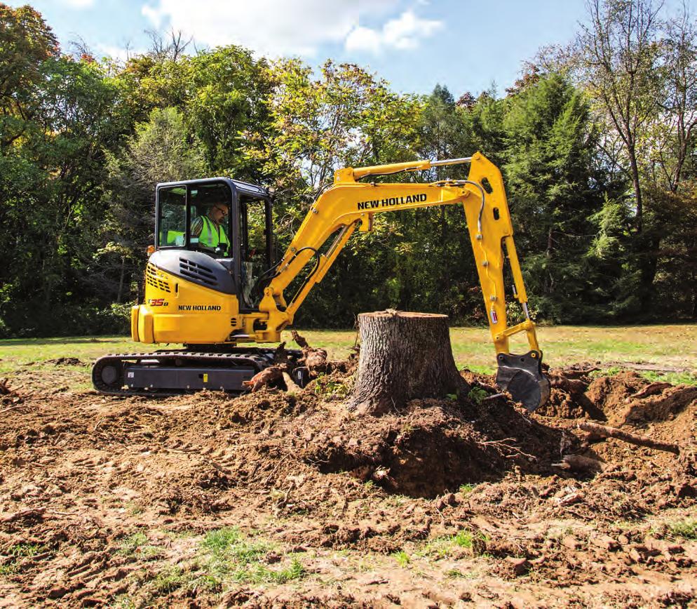 12 COMPACT EXCAVATORS Big power and versatility for your most challenging demands Your New Holland dealer offers a full-line of compact excavators to handle your big lifting and digging jobs.