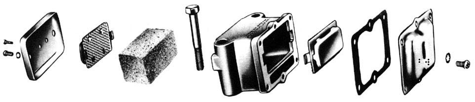 FIGURE 19 - SPONGE TYPE AIR STRAINER EXPLODED VIEW A compressor efficiency or build-up test can be run which is not too difficult.