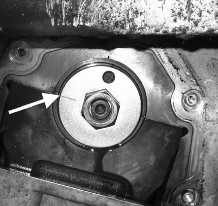 3.2.9. Remove the camshaft drive gear. IMPORTANT: Care must be taken when removing the camshaft drive gear and the compensating link. 3.3. Installing Camshaft Drive Gear. fig.9 3.3.3. Fit VS5032 Crankshaft Locking Tool onto the crankshaft at the same time engaging the clamp pin through the engine mounting on the cylinder block using the stepped pin (fig.
