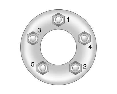 Reinstall the wheel nuts with the rounded end of the nuts toward the wheel. Tighten each nut as much as possible using the wheel wrench until the wheel is held firmly against the hub.